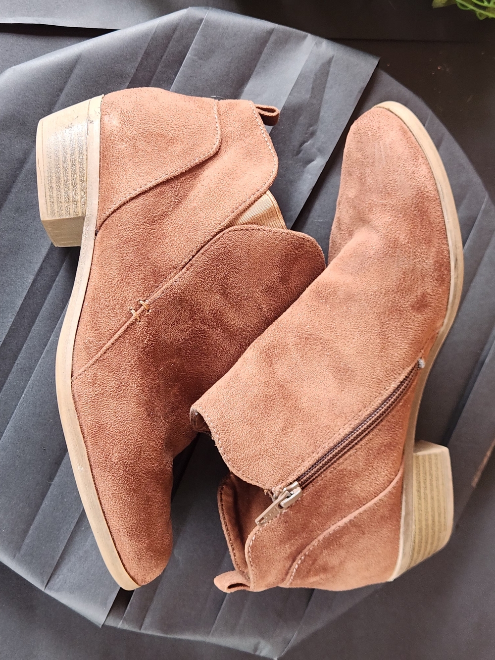 Arizona Suede Ankle Booties in Cognac Brown - Women's 8 5